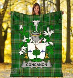 Scottish Concanon or O'Concanon Coat of Arms Family Crest Ireland Blanket Irish National Tartan Irish County Blanket