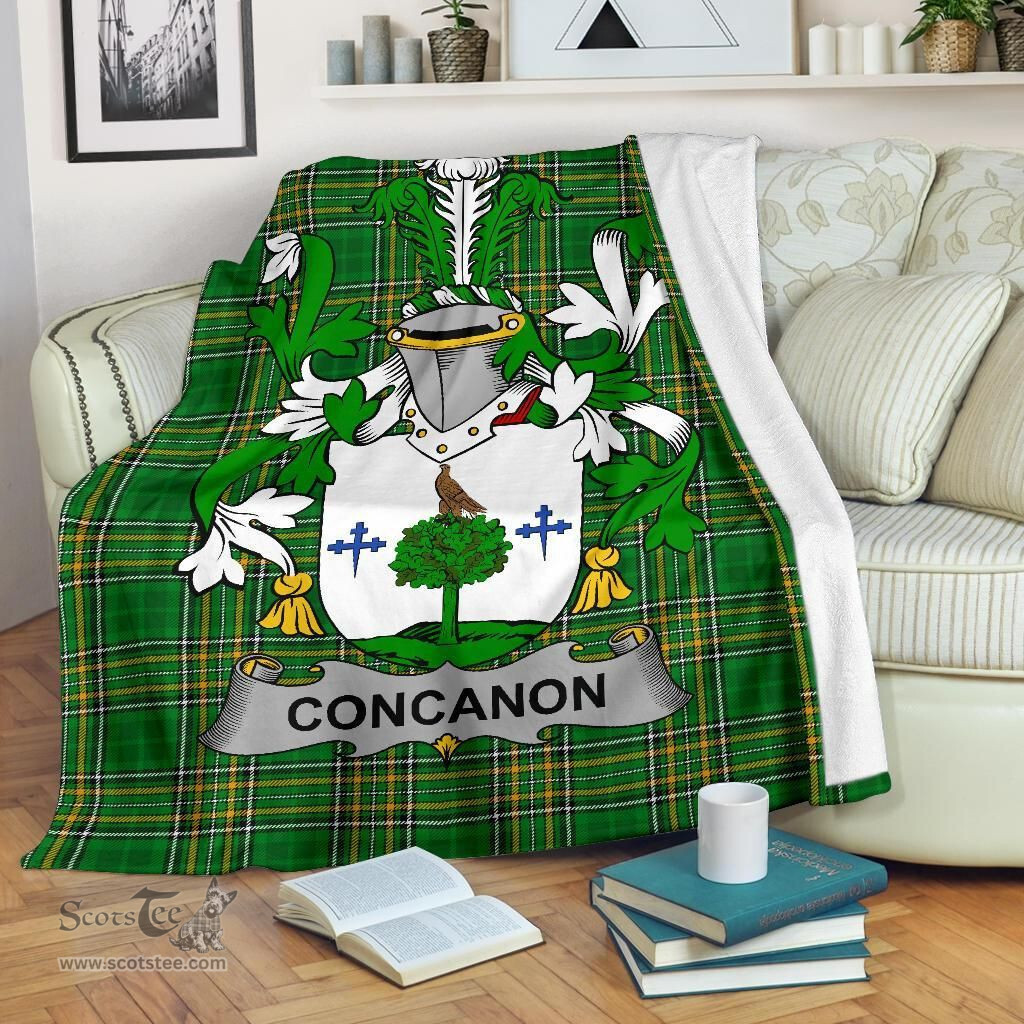 Scottish Concanon or O'Concanon Coat of Arms Family Crest Ireland Blanket Irish National Tartan Irish County Blanket