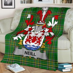 Scottish Neill or O'Neill Coat of Arms Family Crest Ireland Blanket Irish National Tartan Irish County Blanket