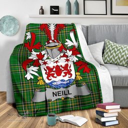 Scottish Neill or O'Neill Coat of Arms Family Crest Ireland Blanket Irish National Tartan Irish County Blanket