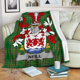 Scottish Neill or O'Neill Coat of Arms Family Crest Ireland Blanket Irish National Tartan Irish County Blanket