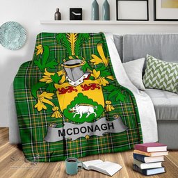 Scottish McDonagh or McDonogh Coat of Arms Family Crest Ireland Blanket Irish National Tartan Irish County Blanket