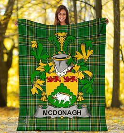 Scottish McDonagh or McDonogh Coat of Arms Family Crest Ireland Blanket Irish National Tartan Irish County Blanket