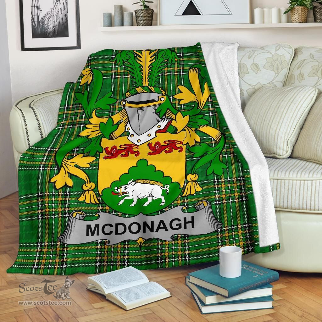 Scottish McDonagh or McDonogh Coat of Arms Family Crest Ireland Blanket Irish National Tartan Irish County Blanket