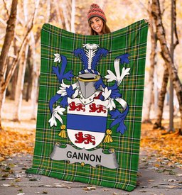 Scottish Gannon or McGannon Coat of Arms Family Crest Ireland Blanket Irish National Tartan Irish County Blanket