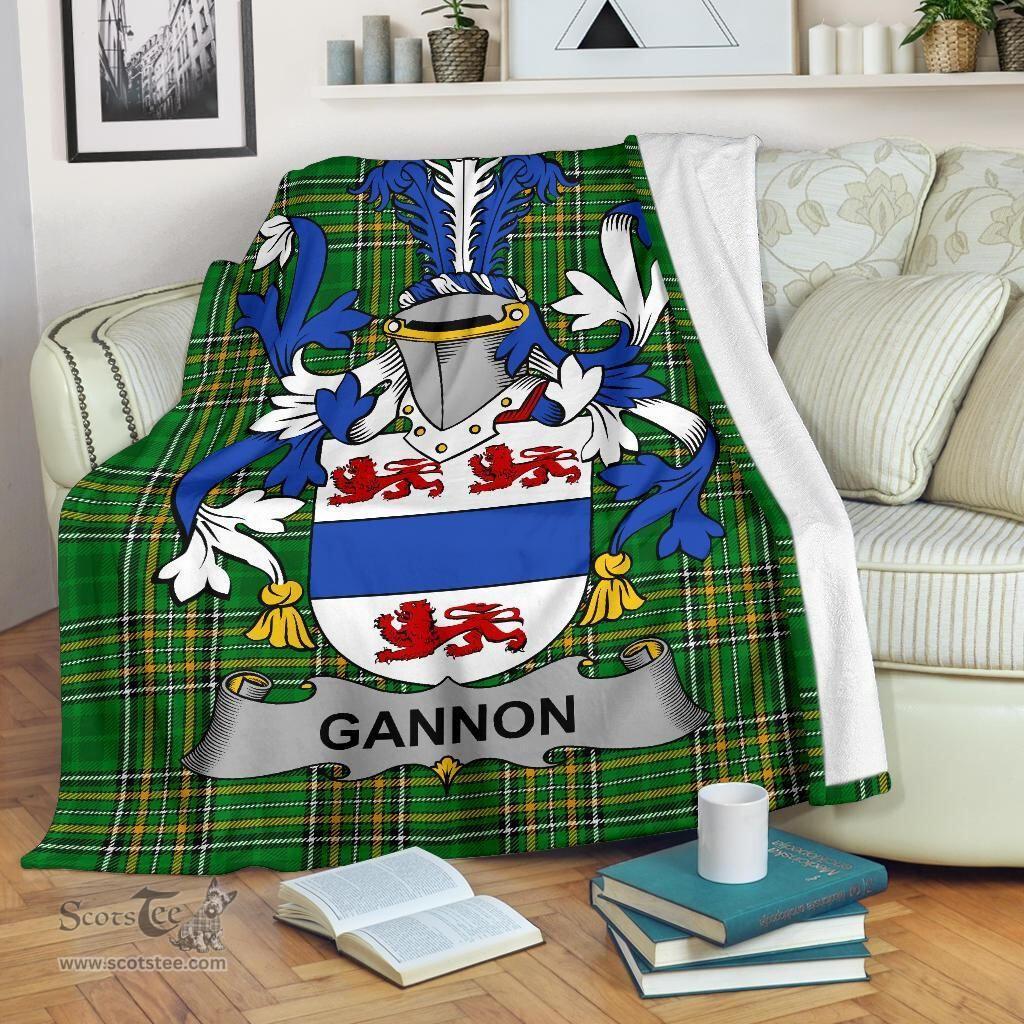 Scottish Gannon or McGannon Coat of Arms Family Crest Ireland Blanket Irish National Tartan Irish County Blanket