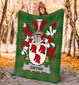 Scottish Gwynn Coat of Arms Family Crest Ireland Blanket Irish National Tartan Irish County Blanket