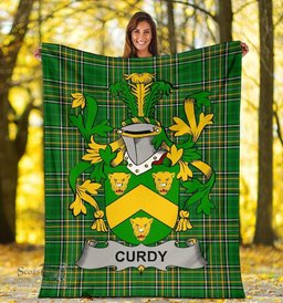 Scottish Curdy or McCurdy Coat of Arms Family Crest Ireland Blanket Irish National Tartan Irish County Blanket