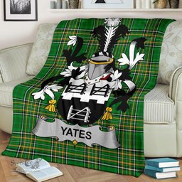 Scottish Yeates Coat of Arms Family Crest Ireland Blanket Irish National Tartan Irish County Blanket