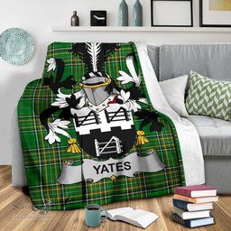 Scottish Yeates Coat of Arms Family Crest Ireland Blanket Irish National Tartan Irish County Blanket
