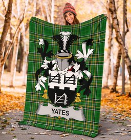 Scottish Yeates Coat of Arms Family Crest Ireland Blanket Irish National Tartan Irish County Blanket