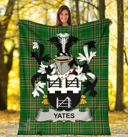 Scottish Yeates Coat of Arms Family Crest Ireland Blanket Irish National Tartan Irish County Blanket
