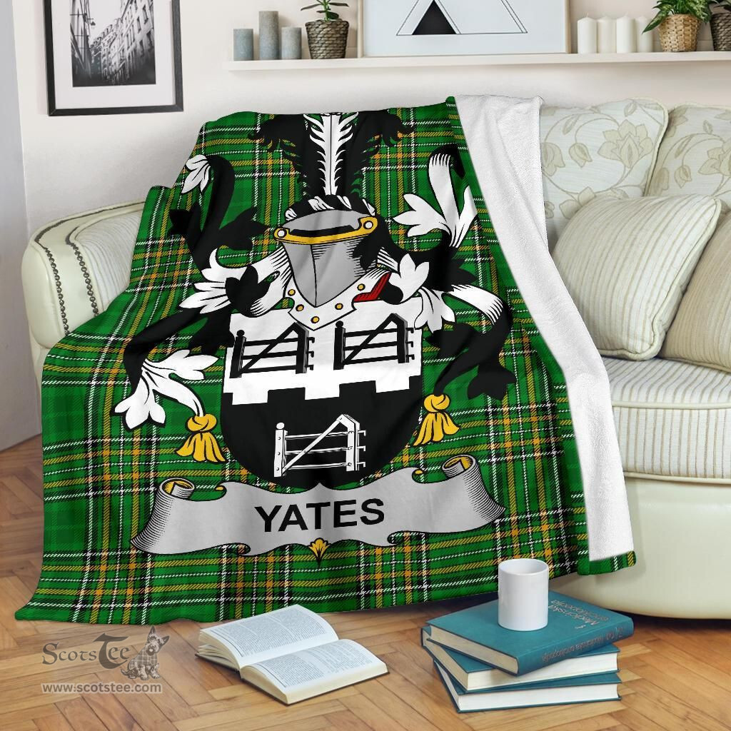 Scottish Yeates Coat of Arms Family Crest Ireland Blanket Irish National Tartan Irish County Blanket