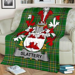 Scottish Slattery or O'Slattery Coat of Arms Family Crest Ireland Blanket Irish National Tartan Irish County Blanket