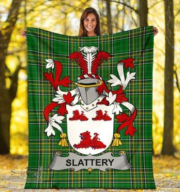 Scottish Slattery or O'Slattery Coat of Arms Family Crest Ireland Blanket Irish National Tartan Irish County Blanket
