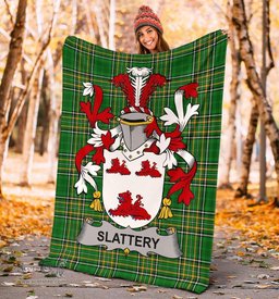 Scottish Slattery or O'Slattery Coat of Arms Family Crest Ireland Blanket Irish National Tartan Irish County Blanket