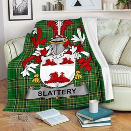 Scottish Slattery or O'Slattery Coat of Arms Family Crest Ireland Blanket Irish National Tartan Irish County Blanket