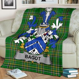 Scottish Bagot Coat of Arms Family Crest Ireland Blanket Irish National Tartan Irish County Blanket