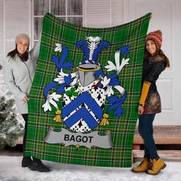 Scottish Bagot Coat of Arms Family Crest Ireland Blanket Irish National Tartan Irish County Blanket