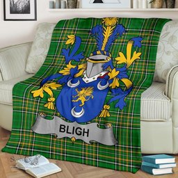 Scottish Bligh Coat of Arms Family Crest Ireland Blanket Irish National Tartan Irish County Blanket