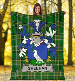 Scottish Sheehan or O'Sheehan Coat of Arms Family Crest Ireland Blanket Irish National Tartan Irish County Blanket