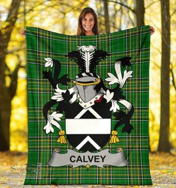 Scottish Calvey or McElwee Coat of Arms Family Crest Ireland Blanket Irish National Tartan Irish County Blanket
