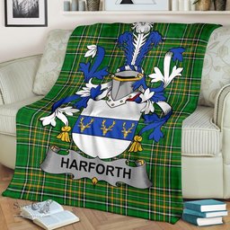 Scottish Harforth Coat of Arms Family Crest Ireland Blanket Irish National Tartan Irish County Blanket