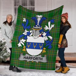 Scottish Harforth Coat of Arms Family Crest Ireland Blanket Irish National Tartan Irish County Blanket