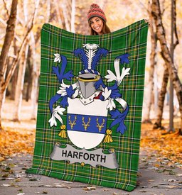 Scottish Harforth Coat of Arms Family Crest Ireland Blanket Irish National Tartan Irish County Blanket