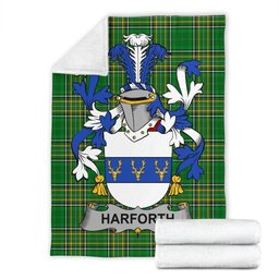 Scottish Harforth Coat of Arms Family Crest Ireland Blanket Irish National Tartan Irish County Blanket
