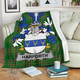 Scottish Harforth Coat of Arms Family Crest Ireland Blanket Irish National Tartan Irish County Blanket