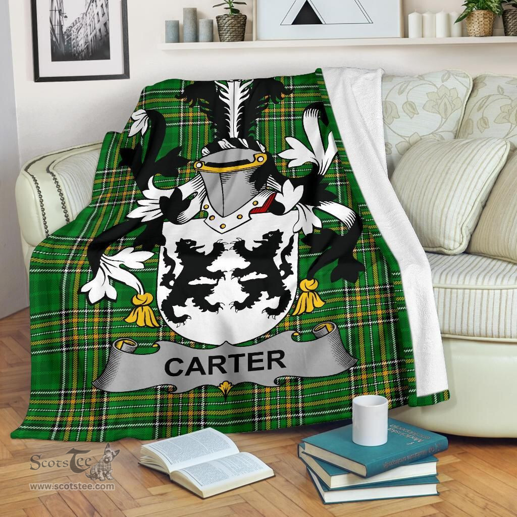 Scottish Carter Coat of Arms Family Crest Ireland Blanket Irish National Tartan Irish County Blanket
