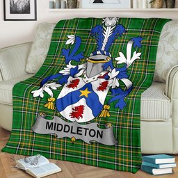 Scottish Middleton Coat of Arms Family Crest Ireland Blanket Irish National Tartan Irish County Blanket