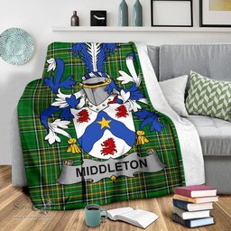 Scottish Middleton Coat of Arms Family Crest Ireland Blanket Irish National Tartan Irish County Blanket