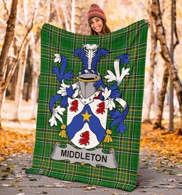 Scottish Middleton Coat of Arms Family Crest Ireland Blanket Irish National Tartan Irish County Blanket