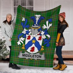 Scottish Middleton Coat of Arms Family Crest Ireland Blanket Irish National Tartan Irish County Blanket