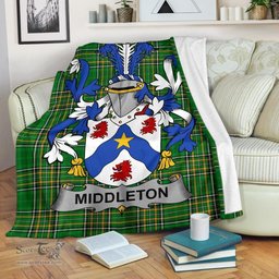 Scottish Middleton Coat of Arms Family Crest Ireland Blanket Irish National Tartan Irish County Blanket