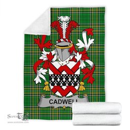 Scottish Cadwell or Caddell Coat of Arms Family Crest Ireland Blanket Irish National Tartan Irish County Blanket