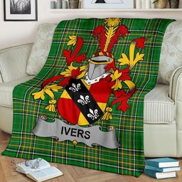Scottish Ivers Coat of Arms Family Crest Ireland Blanket Irish National Tartan Irish County Blanket