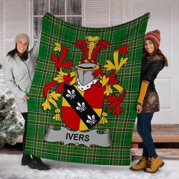 Scottish Ivers Coat of Arms Family Crest Ireland Blanket Irish National Tartan Irish County Blanket