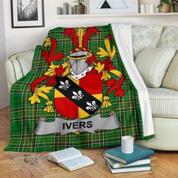 Scottish Ivers Coat of Arms Family Crest Ireland Blanket Irish National Tartan Irish County Blanket