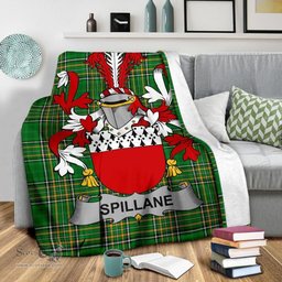 Scottish Spillane or O'Spillane Coat of Arms Family Crest Ireland Blanket Irish National Tartan Irish County Blanket