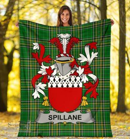 Scottish Spillane or O'Spillane Coat of Arms Family Crest Ireland Blanket Irish National Tartan Irish County Blanket