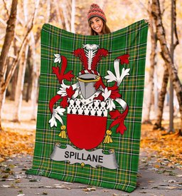 Scottish Spillane or O'Spillane Coat of Arms Family Crest Ireland Blanket Irish National Tartan Irish County Blanket