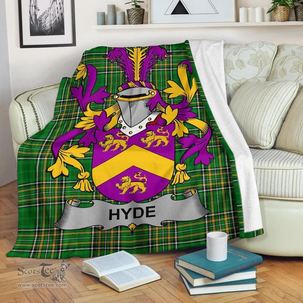 Scottish Hyde Coat of Arms Family Crest Ireland Blanket Irish National Tartan Irish County Blanket