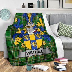 Scottish Wethill Coat of Arms Family Crest Ireland Blanket Irish National Tartan Irish County Blanket