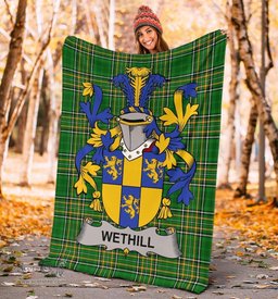 Scottish Wethill Coat of Arms Family Crest Ireland Blanket Irish National Tartan Irish County Blanket