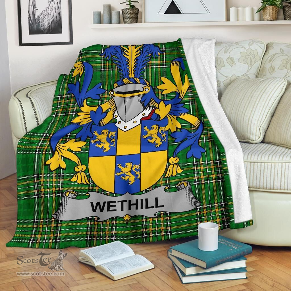 Scottish Wethill Coat of Arms Family Crest Ireland Blanket Irish National Tartan Irish County Blanket