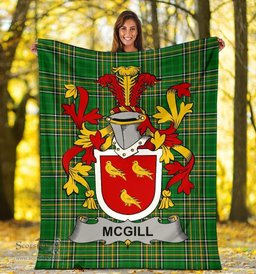 Scottish McGill Coat of Arms Family Crest Ireland Blanket Irish National Tartan Irish County Blanket