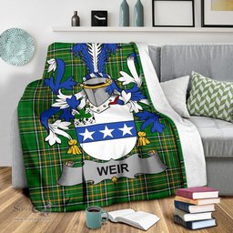 Scottish Weir or McWeir Coat of Arms Family Crest Ireland Blanket Irish National Tartan Irish County Blanket